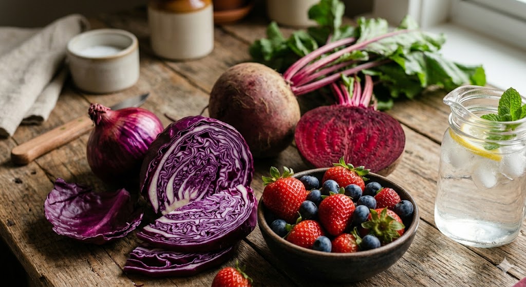 frutas rojas cortada