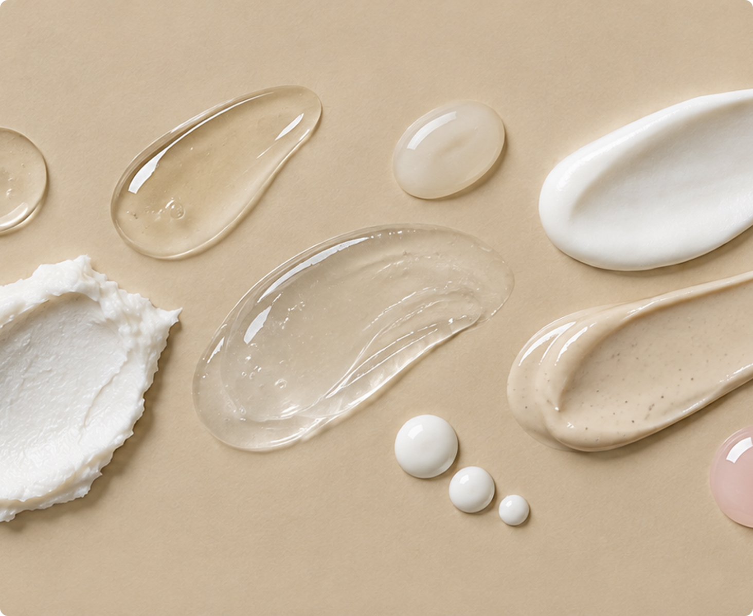 muestrario de texturas cosmeticas en beige 1
